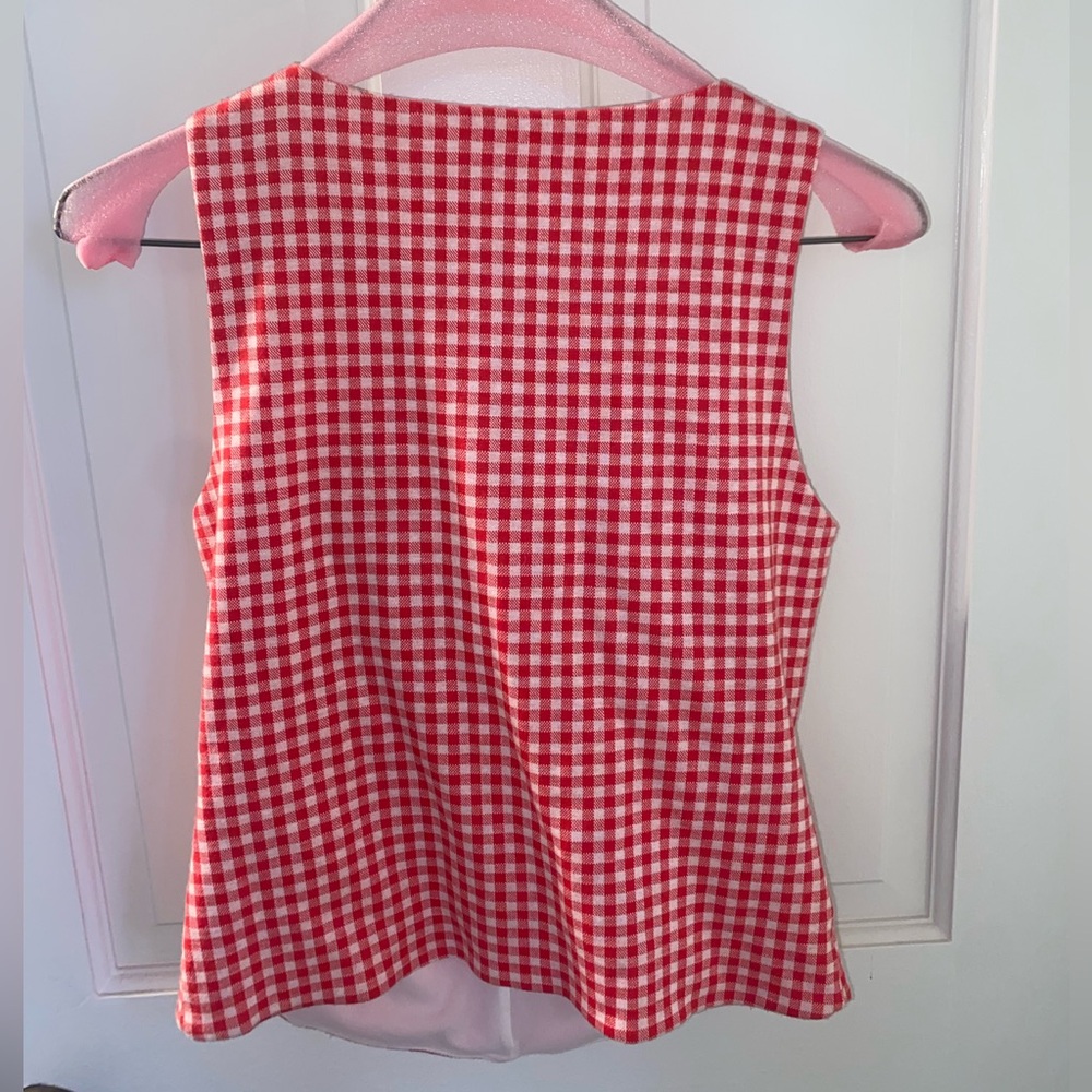 Gingham Sleeveless Plaid Bow Top - Picture 6 of 7